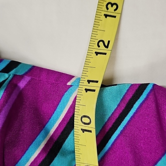 Vtg Rose Marie Reid 70s Swimsuit Purple Turquoise Stripes SZ 12, Elastic Is Bad - Picture 11 of 13